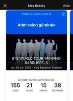 2 tickets BTS - Standing Floor Zone D, Tickets & Billets, Juillet