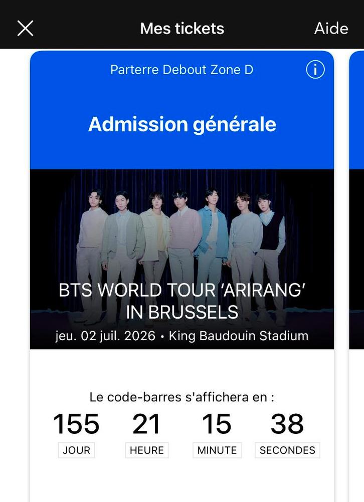 2 tickets BTS - Standing Floor Zone D, Tickets & Billets, Concerts | Pop, Juillet