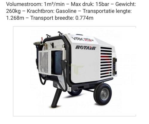 Rotair VRK Fibra 15 bar mobiele compressor droogijs, Auto-onderdelen, Carrosserie, Ophalen of Verzenden