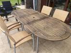 Tuintafel met 4 bijpassende stoelen, Tuin en Terras, Tuinset, Eettafel, 6 zitplaatsen, Gebruikt