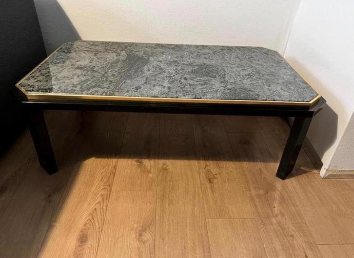 Mid century salontafel van Fedam - groene marmer - 1980, Huis en Inrichting, Tafels | Salontafels, Gebruikt, Minder dan 50 cm