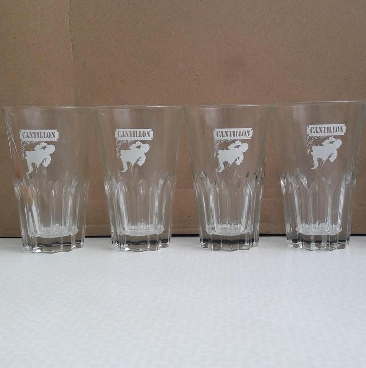 Set van 4 Cantillon bierglazen model 8 groot, Verzamelen, Glas en Drinkglazen, Zo goed als nieuw, Bierglas, Ophalen of Verzenden