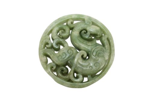 Disque en Jade Décoré de Dragon Chine, Antiek en Kunst, Curiosa en Brocante, Ophalen of Verzenden