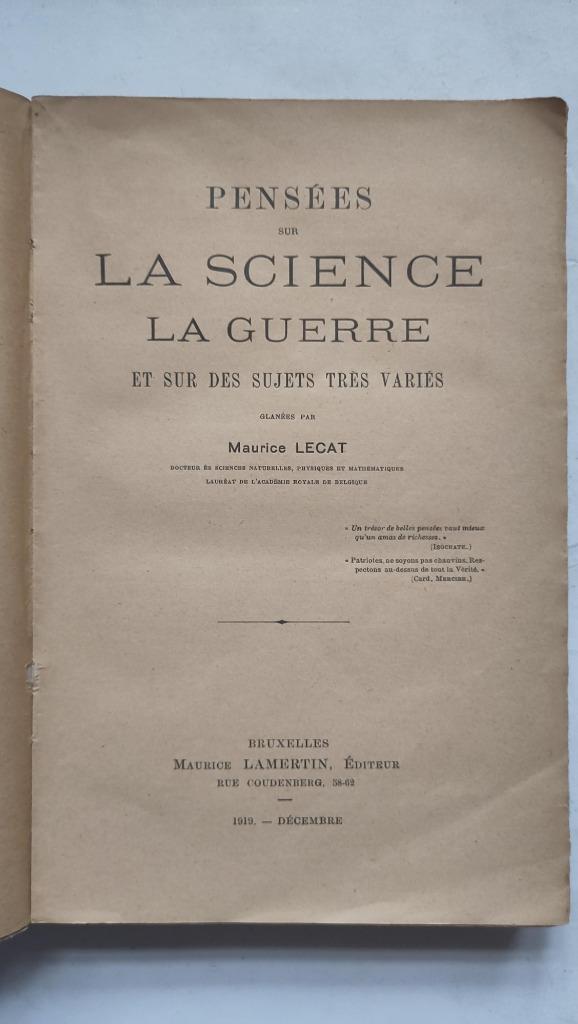 Pensées sur la science la guerre et sur des sujets très vari, Boeken, Wetenschap, Gelezen, Geesteswetenschap, Ophalen of Verzenden