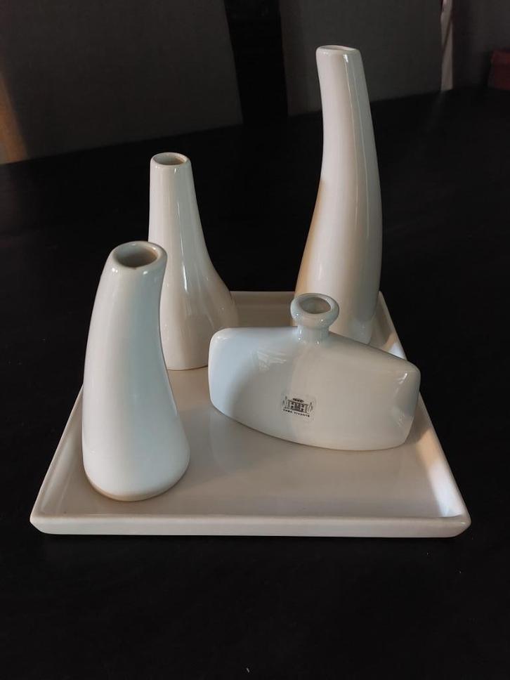 Leuk 5 -delig decoratief vazenset, Huis en Inrichting, Woonaccessoires | Vazen, Zo goed als nieuw, Wit, Aardewerk of Porselein