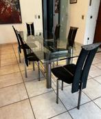 Design eettafel en stoelen Belgo Chrom, Huis en Inrichting, 200 cm of meer, 50 tot 100 cm, Modern, Gebruikt