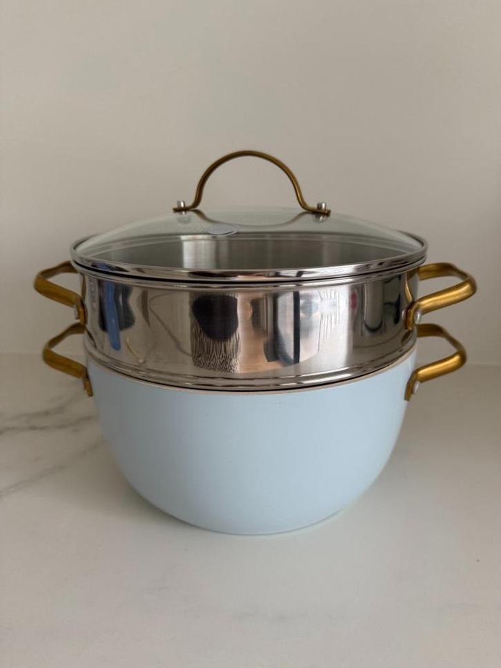 Mooie 3-delige kookpot Greenpan, Huis en Inrichting, Keuken | Potten en Pannen, Zo goed als nieuw, Kookpan of Snelkookpan, Ophalen