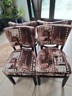Stoelen 4 stuks bekleed met stof.afbeelding Parijs., Huis en Inrichting, Stoelen, Ophalen