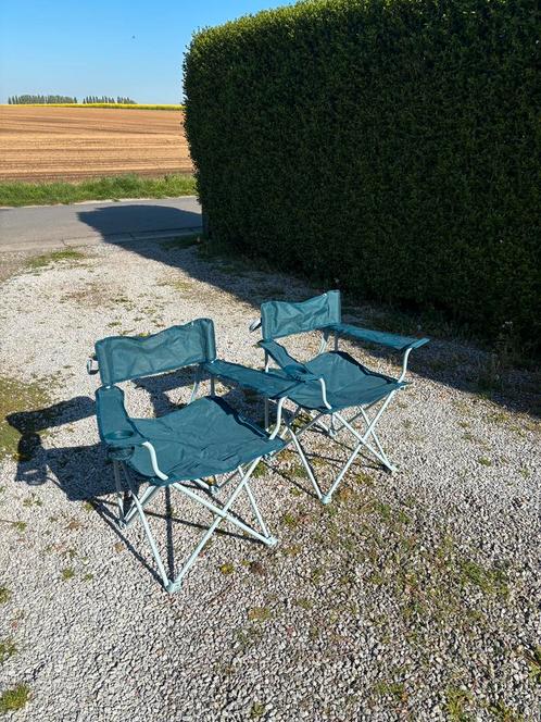 Lot de 2 chaises de camping avev porte gobelet., Caravans en Kamperen, Kampeeraccessoires, Zo goed als nieuw, Ophalen