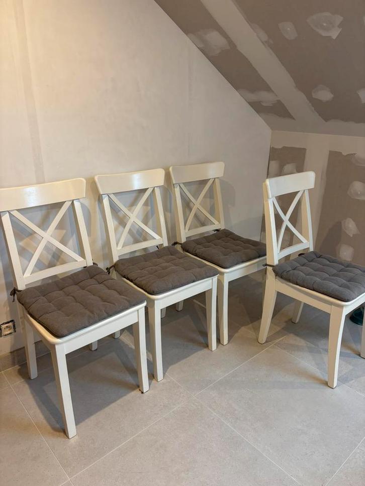 Chaises INGOLF IKEA, Huis en Inrichting, Stoelen, Gebruikt, Vier, Hout, Wit, Ophalen