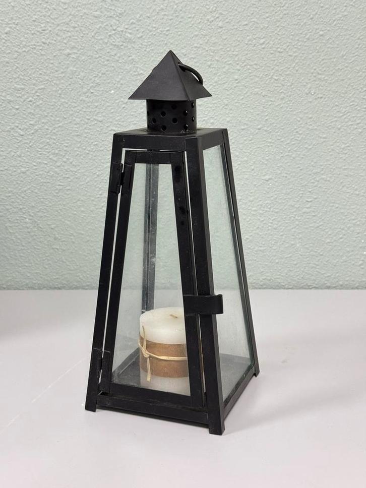 Vintage kaarsenhouder glas metaal kaarsen hanger piramide, Huis en Inrichting, Woonaccessoires | Kandelaars en Kaarsen, Zo goed als nieuw