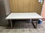 Brede witte eettafel met hoogglans, Huis en Inrichting, Ophalen, 150 tot 200 cm, Zo goed als nieuw, Vijf personen of meer