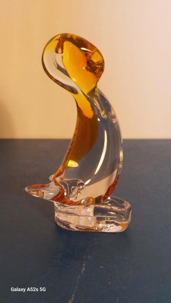 Een prachtige glaze kunstwerk in klaar en oranje kleur, Antiek en Kunst, Antiek | Glaswerk en Kristal, Ophalen of Verzenden