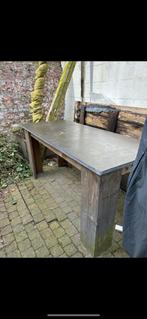 Mooie buitentafel met blauwe steen, Tuin en Terras, Tuintafels, Gebruikt, Rechthoekig, Ophalen