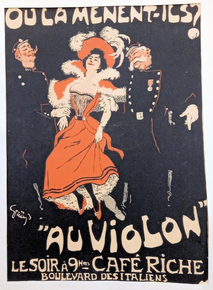 Lithografie Grün Au Violon Maitres de l'Affiche art nouveau, Antiek en Kunst, Kunst | Litho's en Zeefdrukken, Ophalen of Verzenden