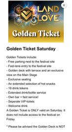 4 x Golden tickets Land of love 30/08/2025, Tickets en Kaartjes