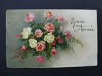 Nieuwjaar  oude prentkaart Bonne Année beschreven met zegels, Gelopen, Feest(dag), Ophalen of Verzenden
