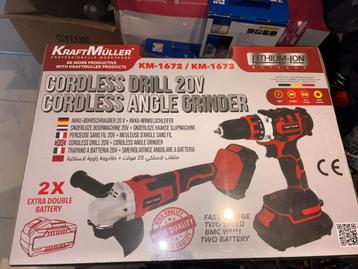 Nieuwe 20V pro-kit: draadloze boormachine+haakse slijper  beschikbaar voor biedingen