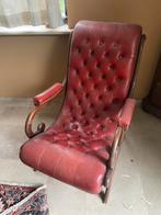 Antieke stoel rood leder 2 stuks, Huis en Inrichting, Fauteuils, Ophalen, Gebruikt, Leer