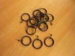 Set van 15 zwarte matte metalen gordijnringen voor 28 mm, Huis en Inrichting, Stoffering | Gordijnen en Lamellen, Ophalen of Verzenden