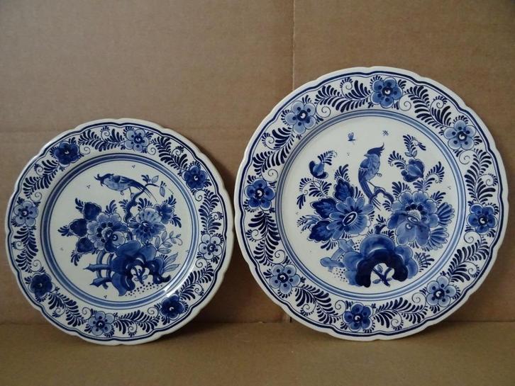 Delfts blauw bord fazant set van 2 Delfts Blauw handpainted, Antiek en Kunst, Curiosa en Brocante, Ophalen of Verzenden