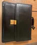 Mallette / porte-documents cuir noir  – business + serrure, Bijoux, Sacs & Beauté, Enlèvement ou Envoi, Noir, Cuir