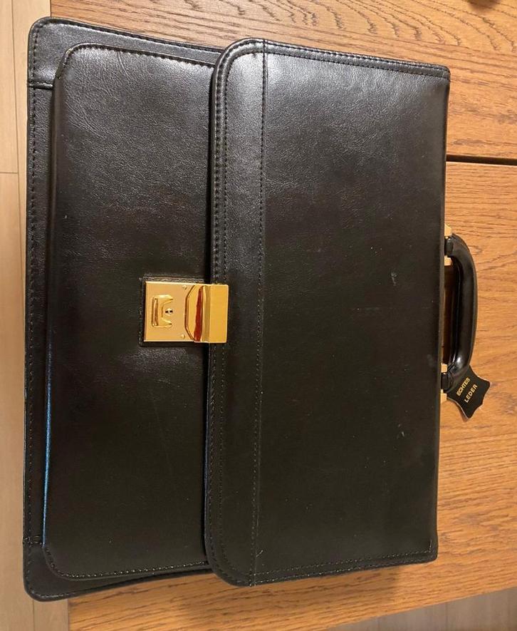 Mallette / porte-documents cuir noir  – business + serrure, Bijoux, Sacs & Beauté, Sacs | Cartables, Noir, Cuir, Enlèvement ou Envoi