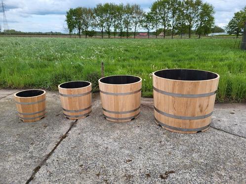 Eiken houten kuipen, platkuipen, bloemkuipen, Tuin en Terras, Bloembakken en Plantenbakken, Nieuw, Ophalen of Verzenden