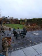 Tafel en 4 stoelen in roestvrijstaal, Tuin en Terras, Tuinsets en Loungesets, Ophalen, Gebruikt, Tuinset