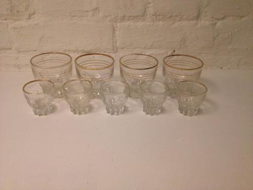 9 zeer oude borrelglaasjes / shotglaasjes, Antiek en Kunst, Antiek | Glaswerk en Kristal, Ophalen of Verzenden