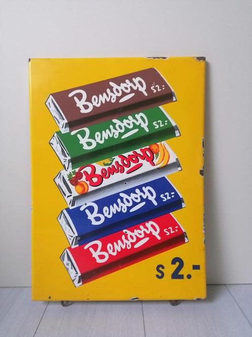 Plaque émaillée originale chocolat Bensdorp (Pays-Bas), Collections, Marques & Objets publicitaires, Utilisé, Panneau publicitaire