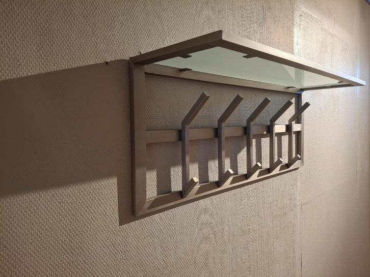 RVS kapstok met glas, Huis en Inrichting, Woonaccessoires | Kapstokken, Gebruikt, Wandkapstok, Minder dan 100 cm, Overige materialen