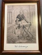 Tekening het lintenmeisje in kader, Antiek en Kunst, Kunst | Tekeningen en Fotografie, Ophalen