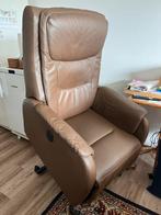Elektrische relax zetel, donker bruin leder, maat M/l, Huis en Inrichting, Fauteuils, Ophalen, Zo goed als nieuw