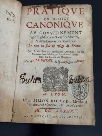 Étienne Bauny - Pratique du droit canonique - 1646 beschikbaar voor biedingen