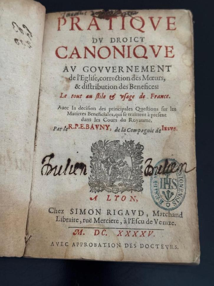 Étienne Bauny - Pratique du droit canonique - 1646, Antiek en Kunst, Antiek | Boeken en Manuscripten, Ophalen