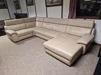 BEIGE BUFFELLEDEREN HOEKSALON AFM  220 OP 380 OP 180, Ophalen, Gebruikt, 300 cm of meer, Leer