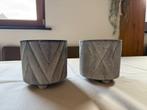 2 grijze bloempotten, Tuin en Terras, Rond, Binnen, Ophalen of Verzenden, Zo goed als nieuw