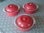 3 oranje potten met deksel, geschikt voor microgolfoven, Ophalen, Nieuw, Effen, Schaal of Schalen