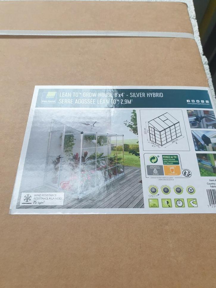 Palram Lean-To aanbouwkas 239 x 121 cm - Nieuw verpakt, Tuin en Terras, Kassen, Zo goed als nieuw, Kweekkas, Aluminium, Polycarbonaat