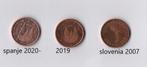 1 cent spanje 2019/2020 slovenia 2007/ 3 stuks, Postzegels en Munten, Munten | Europa | Euromunten, Spanje, Ophalen of Verzenden