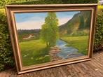 Landschapsschilderij in kader., Antiek en Kunst, Ophalen