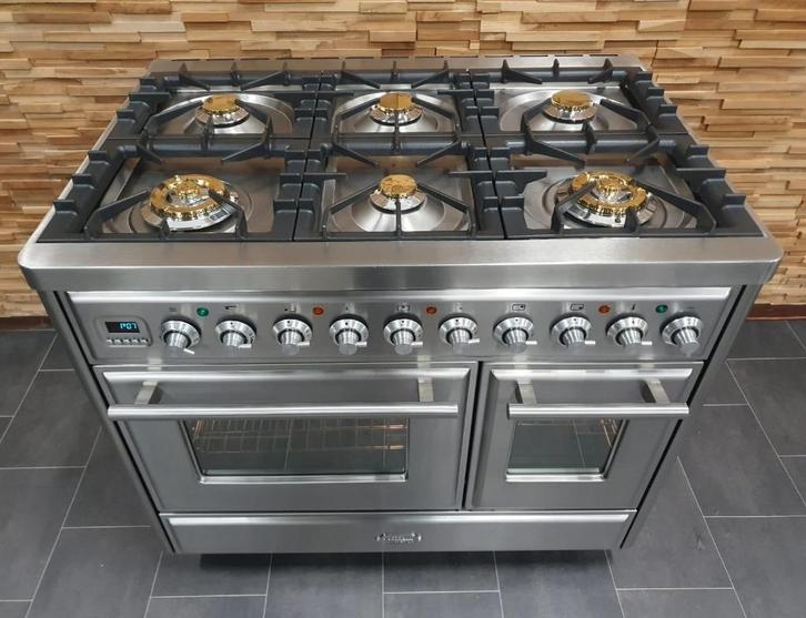 🔥Luxe Boretti Majestic Fornuis 100cm RVS 2 ovens 6 pits, Elektronische apparatuur, Fornuizen, Zo goed als nieuw, Vrijstaand, Gas