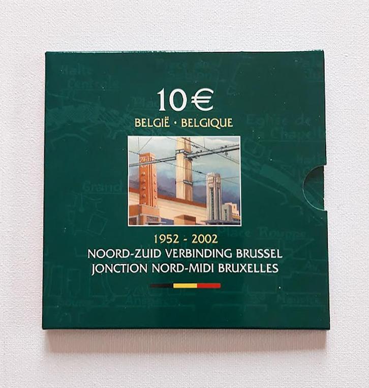 Kon Munt België 50Jaar Noord-Zuid Brussel 10euro zilver 2002, Postzegels en Munten, Munten | België, Setje, Zilver, Zilver, Verzenden