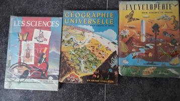 3 livres ±1950 Encyclopédie,Géographie,Sciences pour enfants beschikbaar voor biedingen