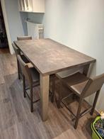 Hoge eettafel + 4 barkrukstoelen – grijs, modern design, Quatre personnes, 150 à 200 cm, Comme neuf, Enlèvement