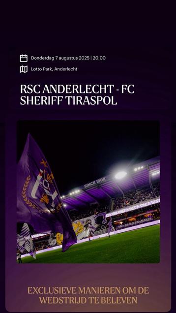 6x billets pour Anderlecht Tiraspol en VIP en extérieur, Trois personnes ou plus