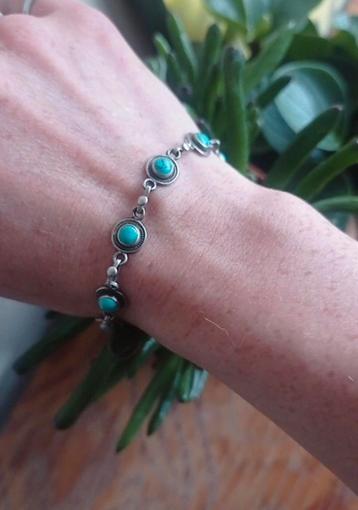 Vintage silver bracelet with turquoise stone