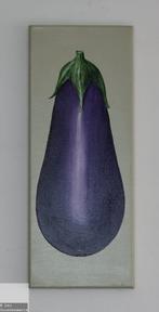 Botanisch schilderij aubergine, gesigneerd, Ophalen of Verzenden