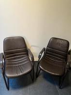 2 lederen bureaustoelen in donkerbruin leer, Huis en Inrichting, Stoelen, Ophalen, Leer, Twee